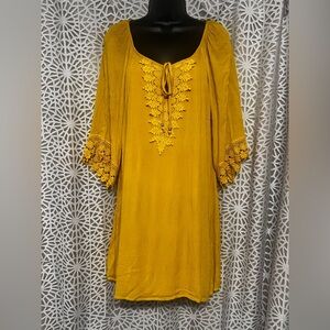 NAIF Mustard Tunic with Lace Accents
